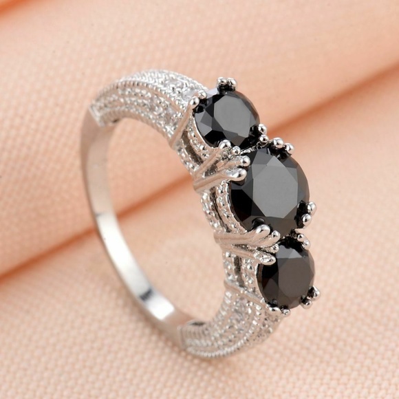 Jewelry - Black Sapphire Silver Band Ring